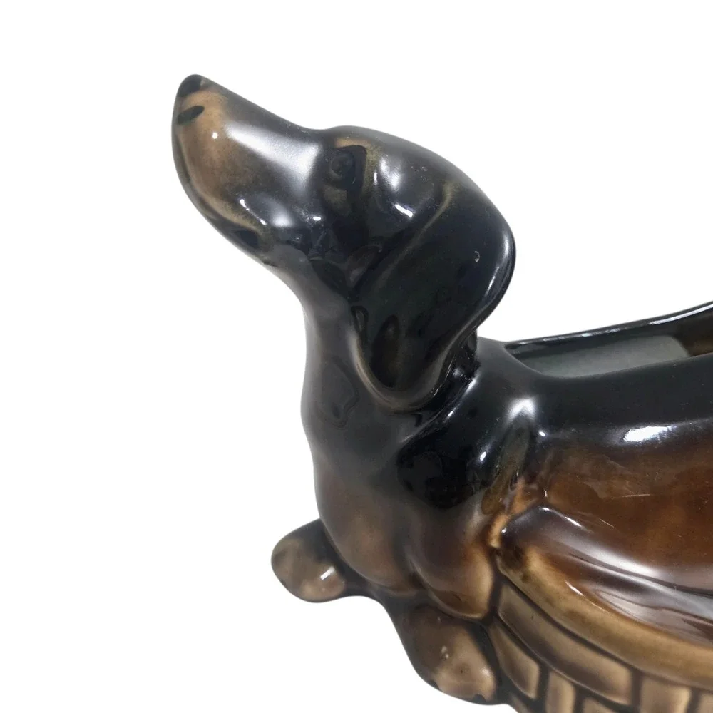 Vintage Dachshund Dog Planter Ceramic Valet Catch-all Dish MCM Dresser Caddy